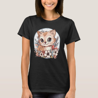 Cute Cat with Flowers I Cat 1 T Shirt