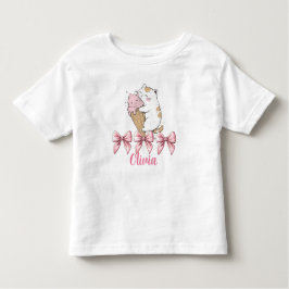 Cute Cat with Ice Cream and bow Småbarn T-Shirt