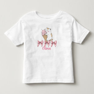 Cute Cat with Ice Cream and bow Småbarn T-Shirt