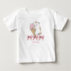 Cute Cat with Ice Cream and namn T-Shirt