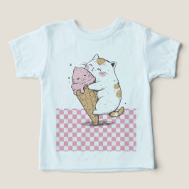 Cute Cat with Ice Cream Cone Småbarn T-Shirt