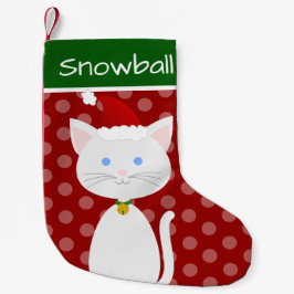 Cute Cat with Santa Hat Liten Julstrumpa