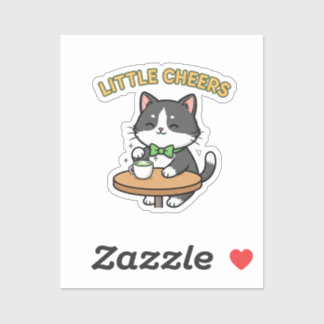 Cute Cat With Tiny Green Beer Mug Cheers Sticker Klistermärken