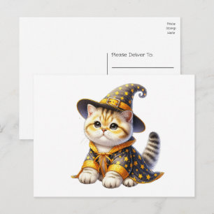 Cute Cat Wizard Witch Hello Love Thinking You Vykort