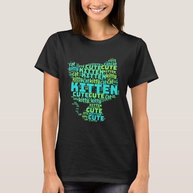 Cute cat word or kitten word cloud t shirt (Framsida)