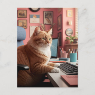 Cute Cat Work Vykort