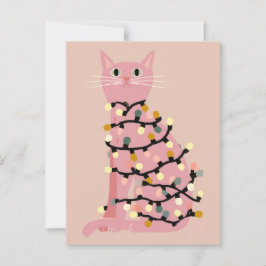 Cute Cat Wrapped in Julafton Ljus Den fantastiska Vykort