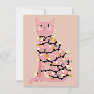 Cute Cat Wrapped in Julafton Ljus Den fantastiska Vykort