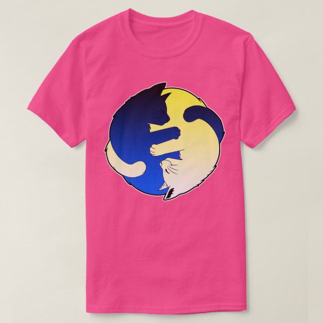 Cute Cat Ying Yang, Yin Yang  T Shirt (Design framsida)