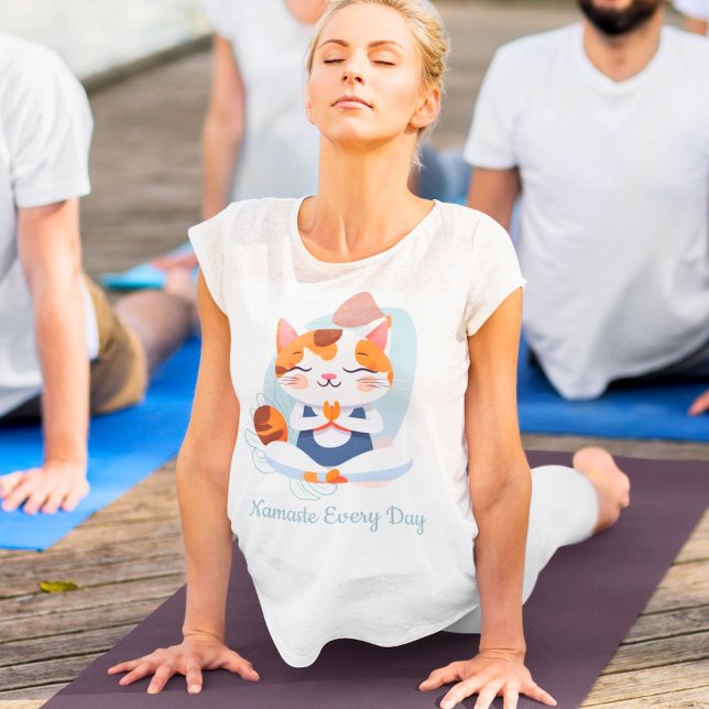 Cute Cat Yoga Älskare Lacher Mamma Women Gift T Shirt (Cute Cat Yoga Lover Teacher Mom Women Gift)