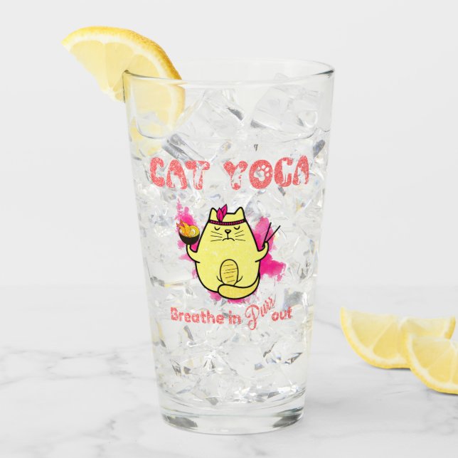 Cute Cat Yoga - "Breathe In, Purr Out" Glaskopp (Framsida Ice)