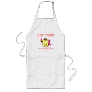 Cute Cat Yoga - "Breathe In, Purr Out" Långt Förkläde