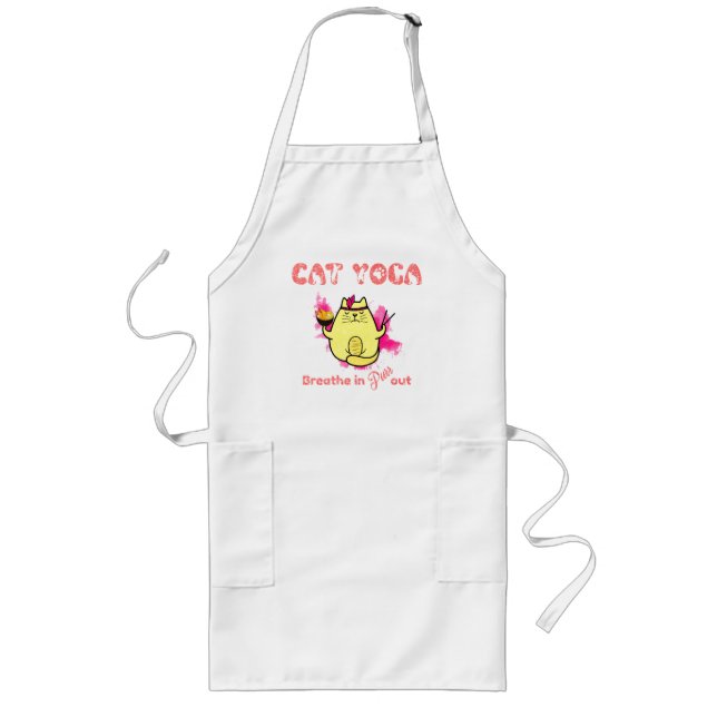 Cute Cat Yoga - "Breathe In, Purr Out" Långt Förkläde (Framsidan)