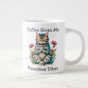 Cute Cat Yoga Pose Meditation Funny Kattunge-citat Jumbo Mugg