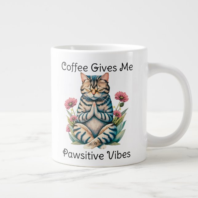 Cute Cat Yoga Pose Meditation Funny Kattunge-citat Jumbo Mugg (Höger)
