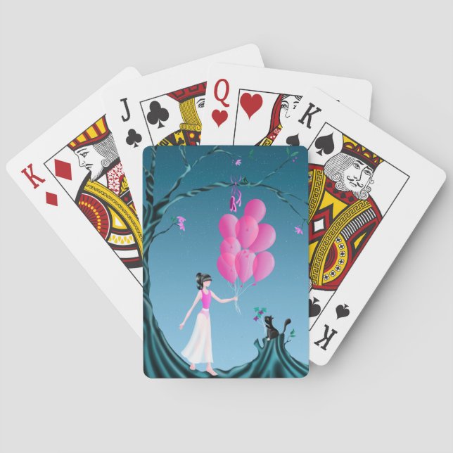 Cute Cate & Ballerina under Midnight Träd Casinokort (Baksidan)