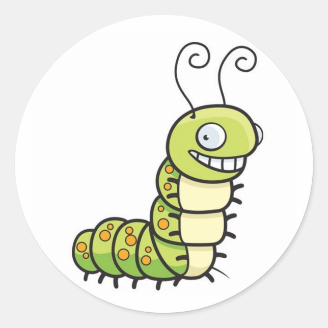 Cute Catepillar Sticker Runt Klistermärke (Framsida)