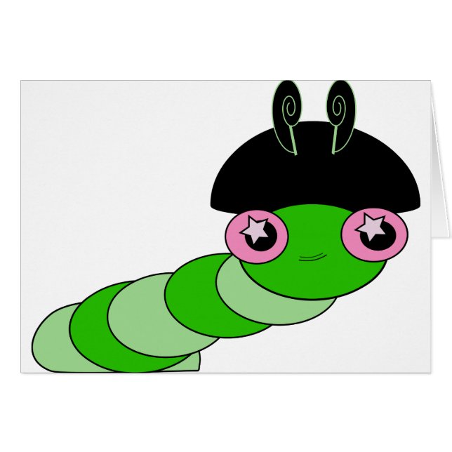 Cute Caterkvar Hälsningskort (Framsidan Horizontal)