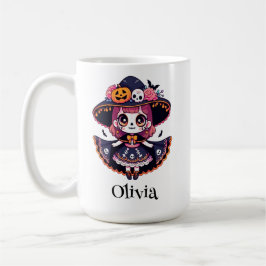 Cute catrina girl halloween personalized kaffemugg