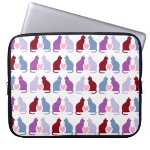 Cute Cats and Hearts Mönster Laptop Fodral