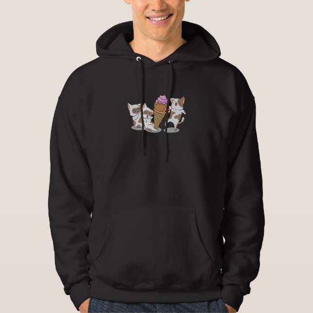 Cute Cats and Ice Cream Dessert Gelato Cat   Hoodie (Framsida)