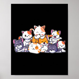 Cute Cats Anime Kawaii Japanska Otaku Neko Gift Wo Poster