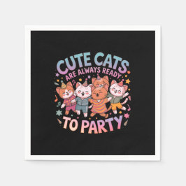 Cute Cats är alltid Redo till Party Roligt och fär Pappersservett