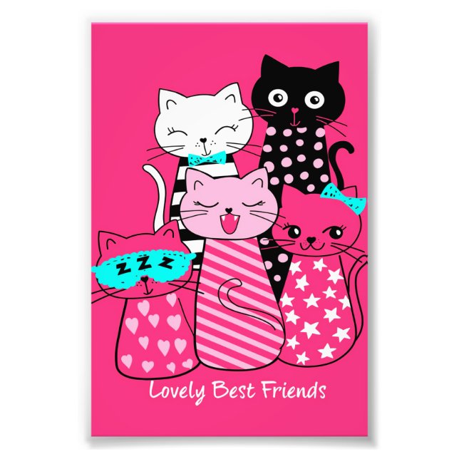 Cute Cats Best Friends Gift Funny Kitten Cat, Katt Fototryck (Framsidan)