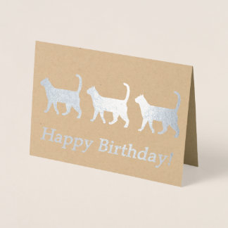 Cute Cats Birday Card Folierat Kort