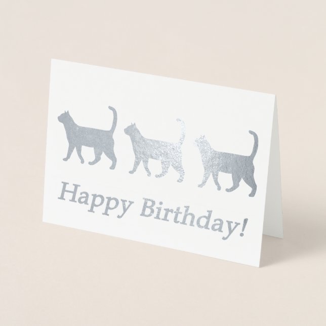 Cute Cats Birday Card Folierat Kort (Framsida)