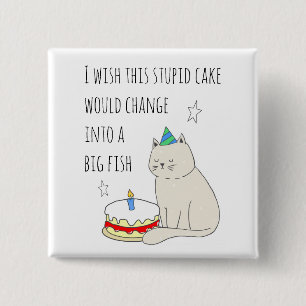 Cute Cat's Birthday Cake Wish Knapp