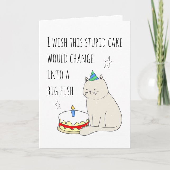 Cute Cat's Birthday Cake Wish Kort (Framsida)