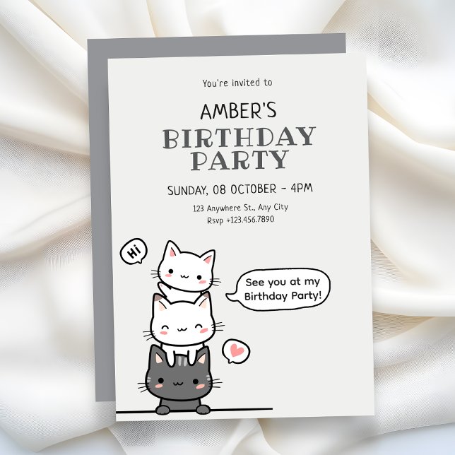 Cute cats birthday  inbjudningar (Skapare uppladdad)