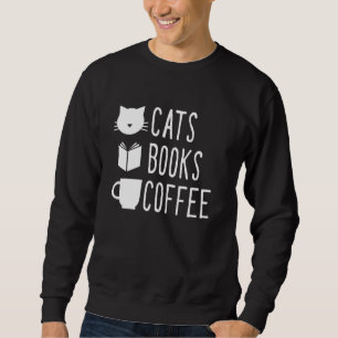 Cute Cats Bokar Coffee Funny Pet Home Lång Ärmad Tröja