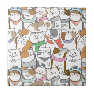 Cute Cats Ceramic Tile Kakelplatta