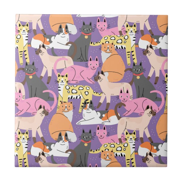 Cute Cats Ceramic Tile Kakelplatta (Framsidan)