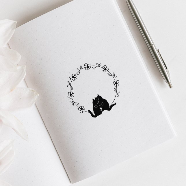 Cute Cats Circle Flower Journal Ram Stämpel (Skapare uppladdad)