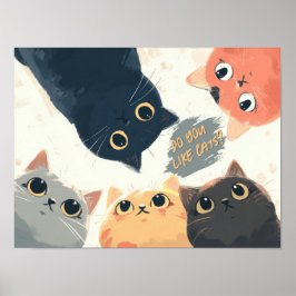 Cute Cats Circle – Kawaii Kattillustration Poster