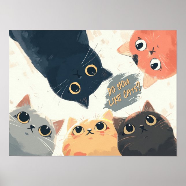 Cute Cats Circle – Kawaii Kattillustration Poster (Framsidan)