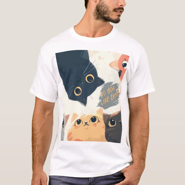 Cute Cats Circle – Kawaii Kattillustration T Shirt (Framsida)
