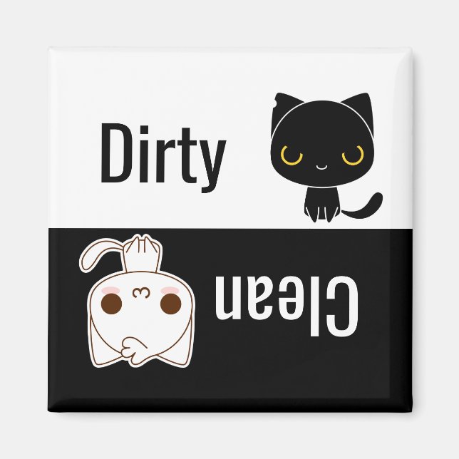 Cute Cats Dirty Clean Dish Washer Magnet (Framsidan)