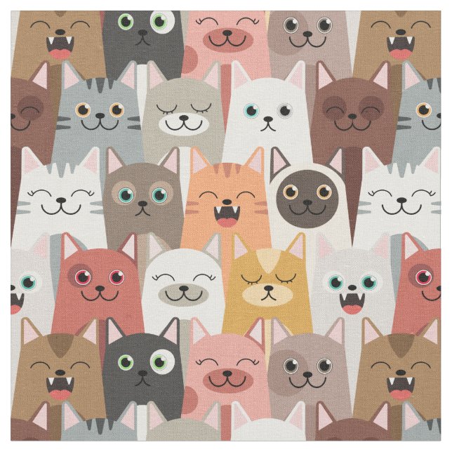 Cute Cats Fabric Tyg (Närbild)