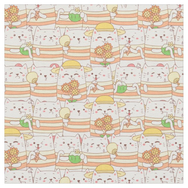 Cute Cats Fabric Tyg (Närbild)