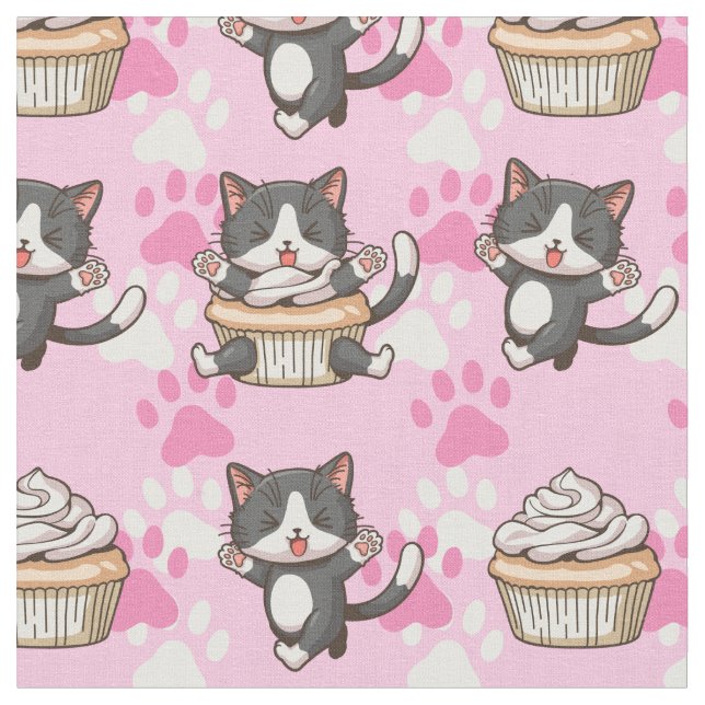 Cute Cats Fabric Tyg (Närbild)