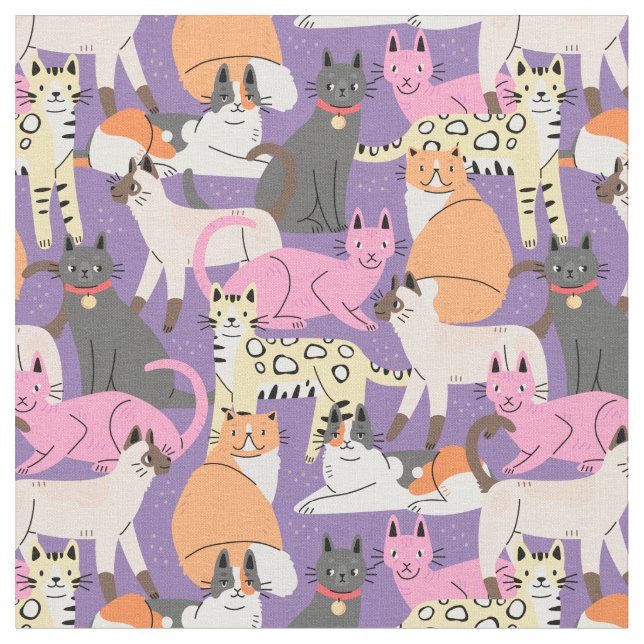 Cute Cats Fabric Tyg (Närbild)