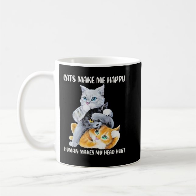 Cute Cats får mig att Lycklig Humans får mitt huvu Kaffemugg (Vänster)