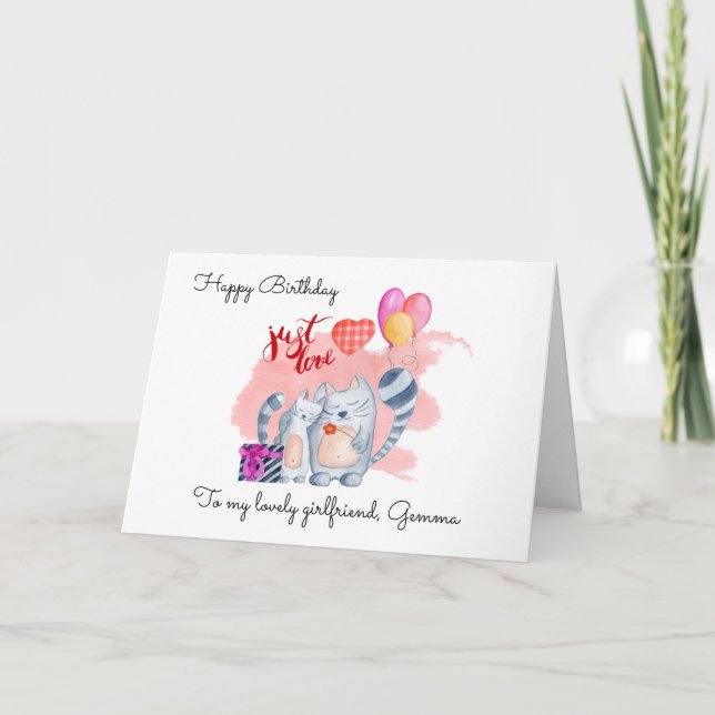 Cute Cats/Girlkompis Birthday Helgkort (Framsida)