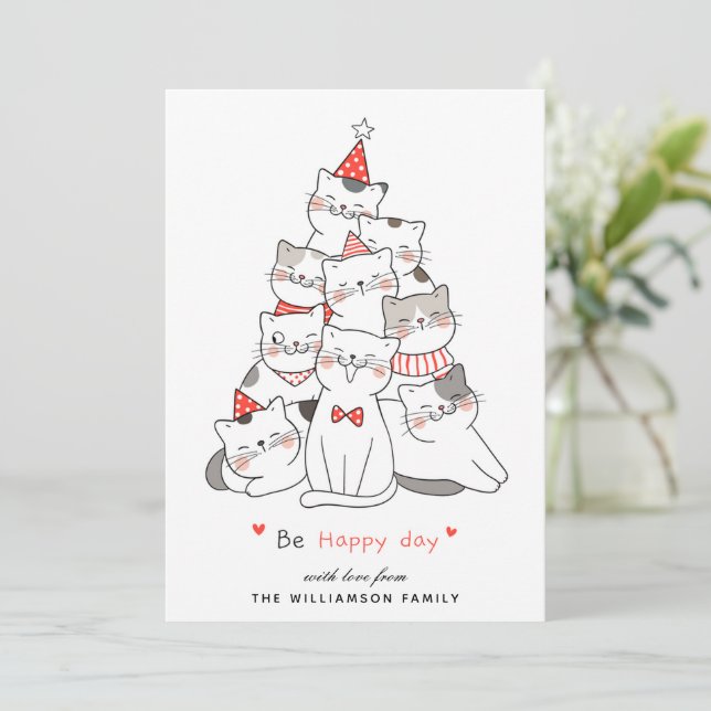 Cute Cats God jul Card Julkort (Stående Fram)