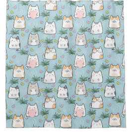 Cute Cats Grass Heart Blue Background Themme