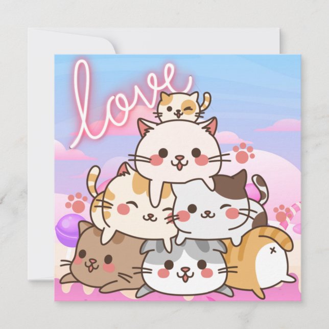 Cute Cats-Helgdag Julkort (Framsida)